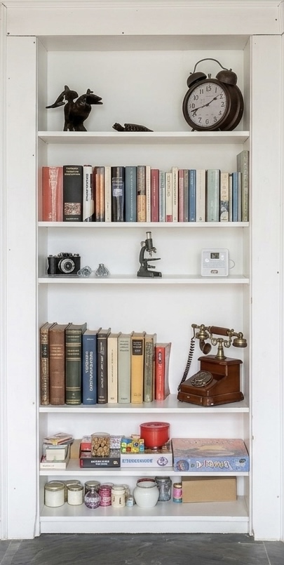Libreria che nasconde la porta del bagno a Villa Venezia Dolo