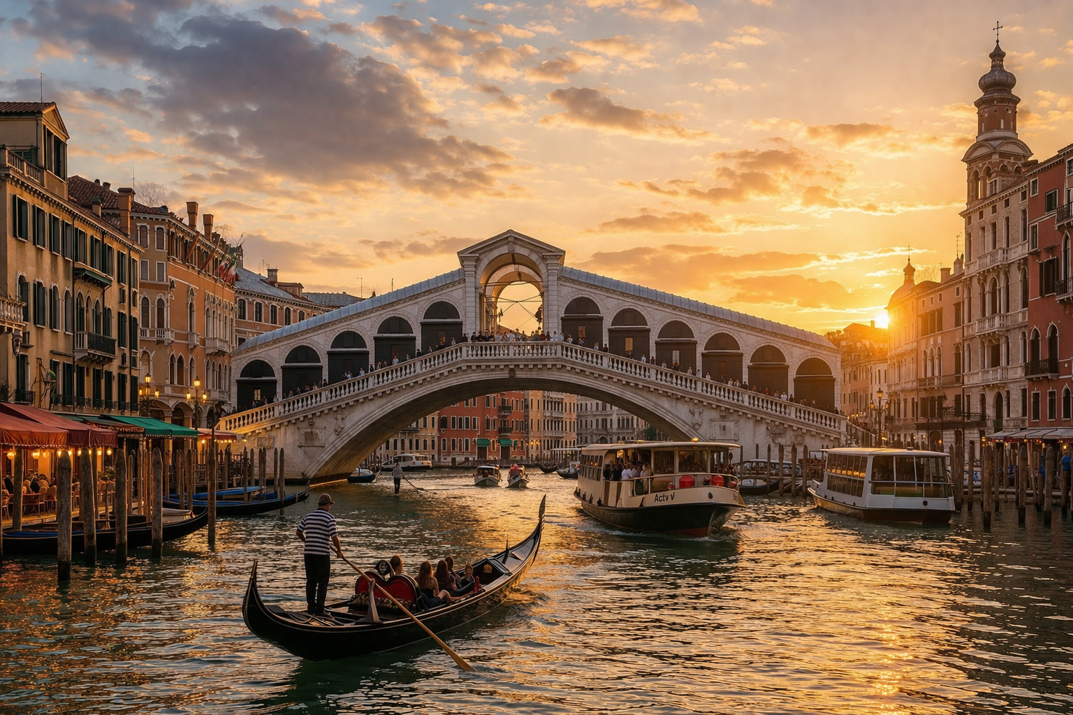 Tour privato a Venezia con vista sul Canal Grande e Ponte di Rialto al tramonto