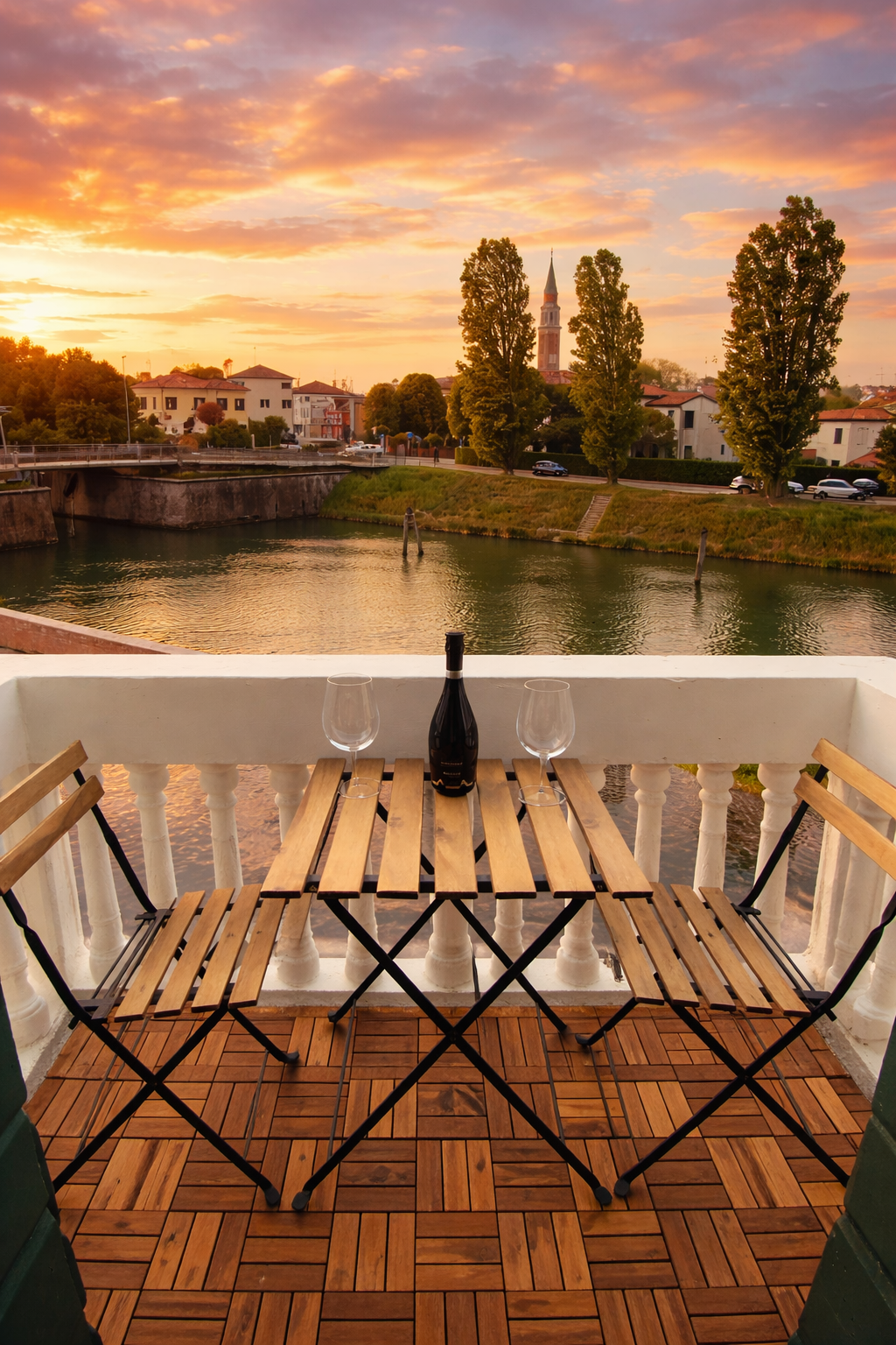terrazza con vista sul brenta al tramonto villa venezia dolo riviera del brenta