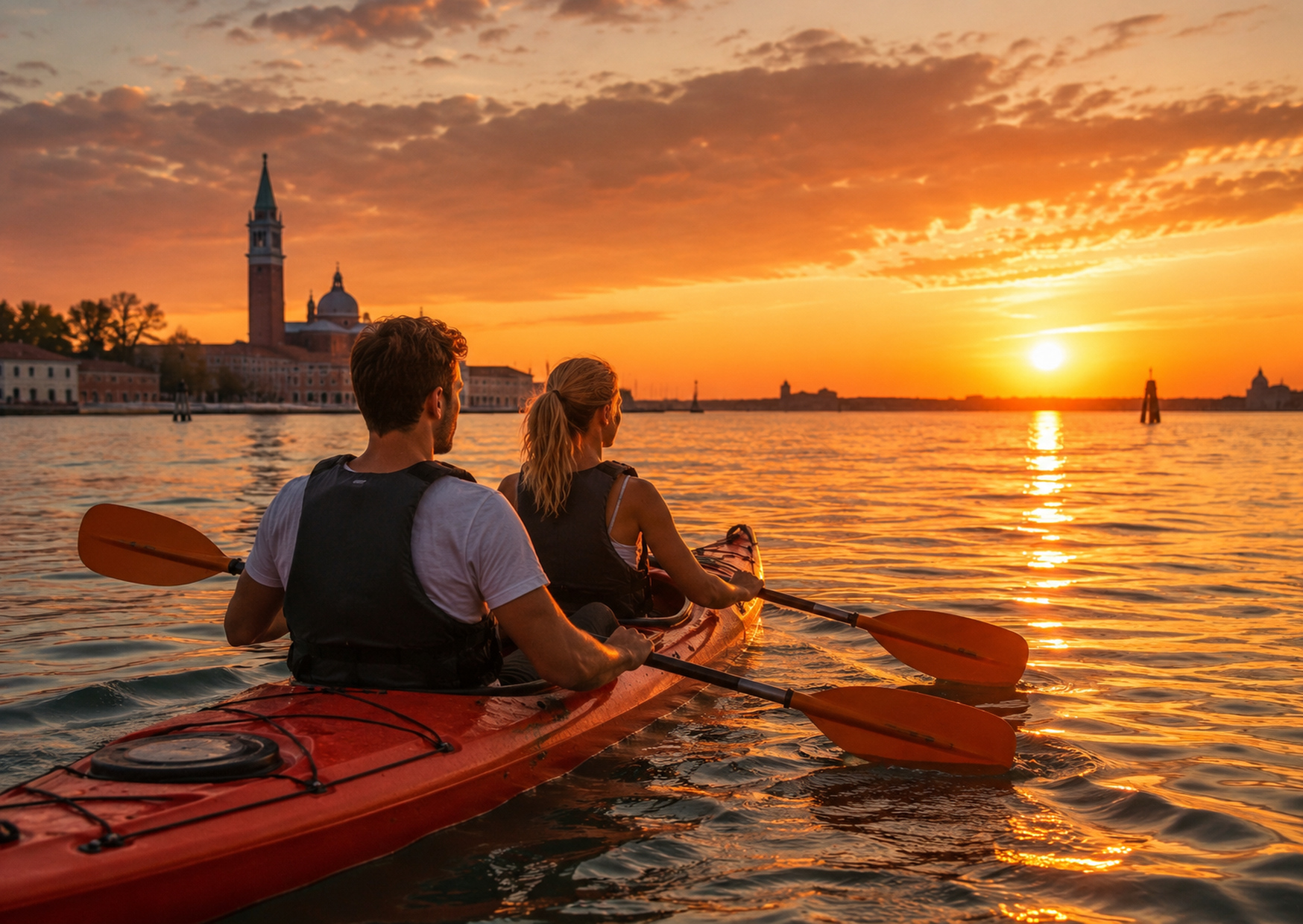 Kayak al tramonto nella Laguna di Venezia