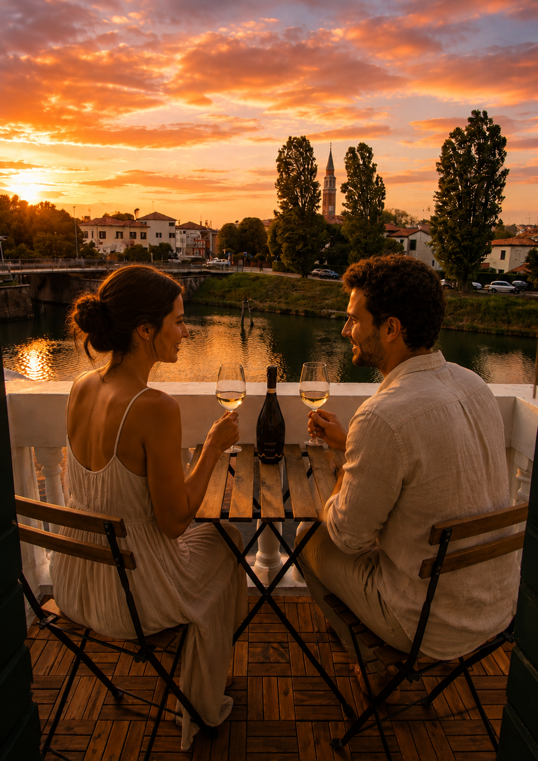 terrazza con vista sul brenta al tramonto villa venezia dolo riviera del brenta
